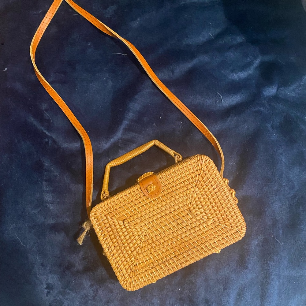 Woven Tan Crossbody Bag